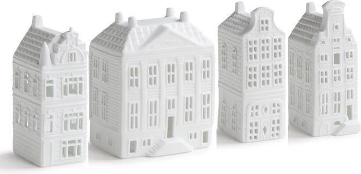 Waxinelichthouder - Set Van 4 - Grachtenpand - Theelichthouder - Nieuwe Woning - House Warming Cadeau - Hollandse Cadeautjes - Kersthuisjes 1 Waxinelichthouder - Set Van 4 - Grachtenpand - Theelichthouder - Nieuwe Woning - House Warming Cadeau - Hollandse Cadeautjes - Kersthuisjes