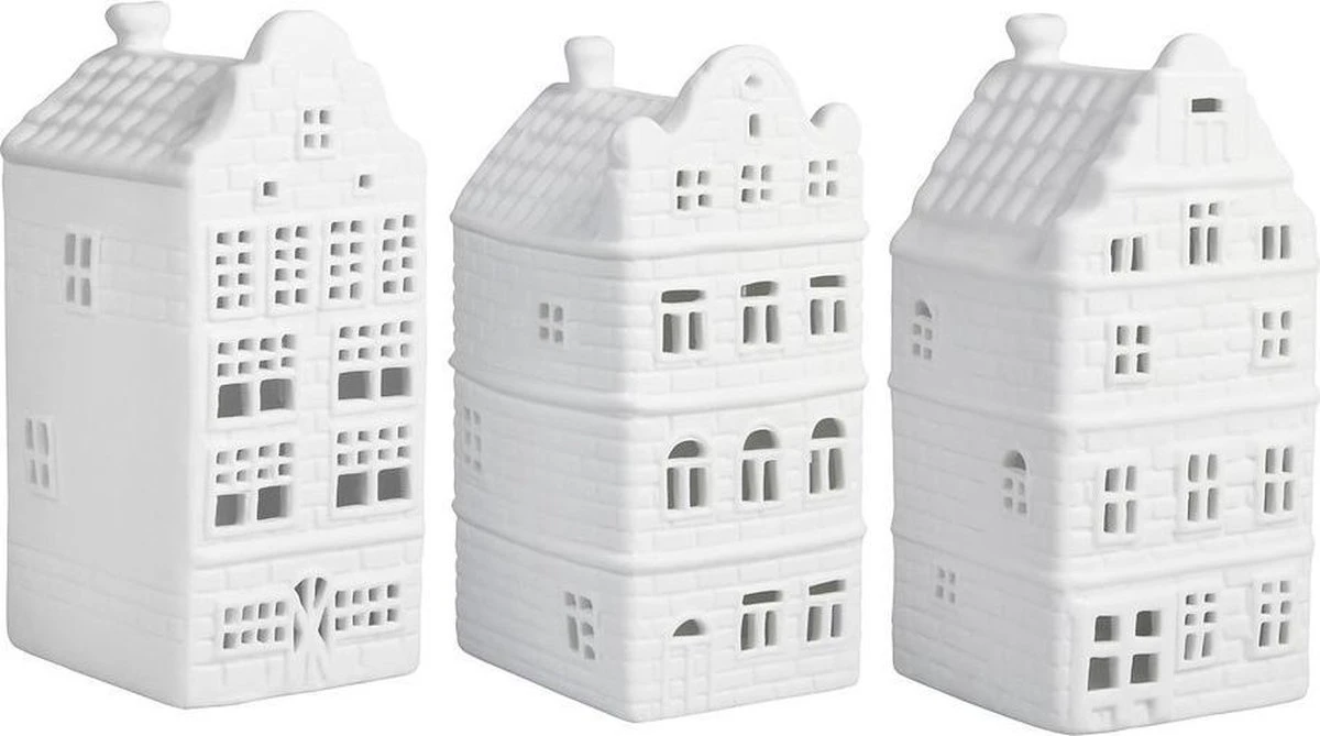 &Klevering Waxinelichtjeshouder - Porselein - Wit - Set Van 3 1 &Klevering Waxinelichtjeshouder - Porselein - Wit - Set Van 3