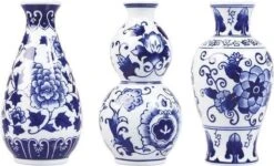Vaasjes Klein - Delfts Blauw Vaas - Vazen Set Van 3 - Keramiek Vaas - Relatiegeschenk - Holland Souvenir - Cadeau Voor Vrouw - Moederdag Cadeau Voor Mama