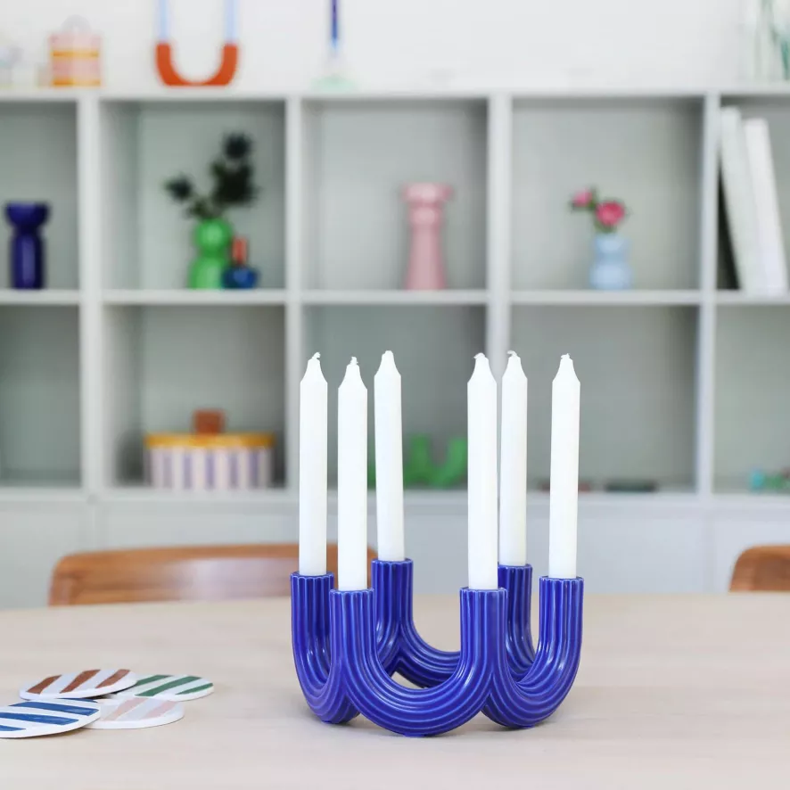 & Klevering &klevering Churros Kandelaar Large Blauw 2 & Klevering &klevering Churros Kandelaar Large Blauw - Afbeelding 2