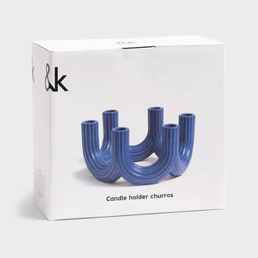& Klevering &klevering Churros Kandelaar Large Blauw 8 & Klevering &klevering Churros Kandelaar Large Blauw - Afbeelding 8
