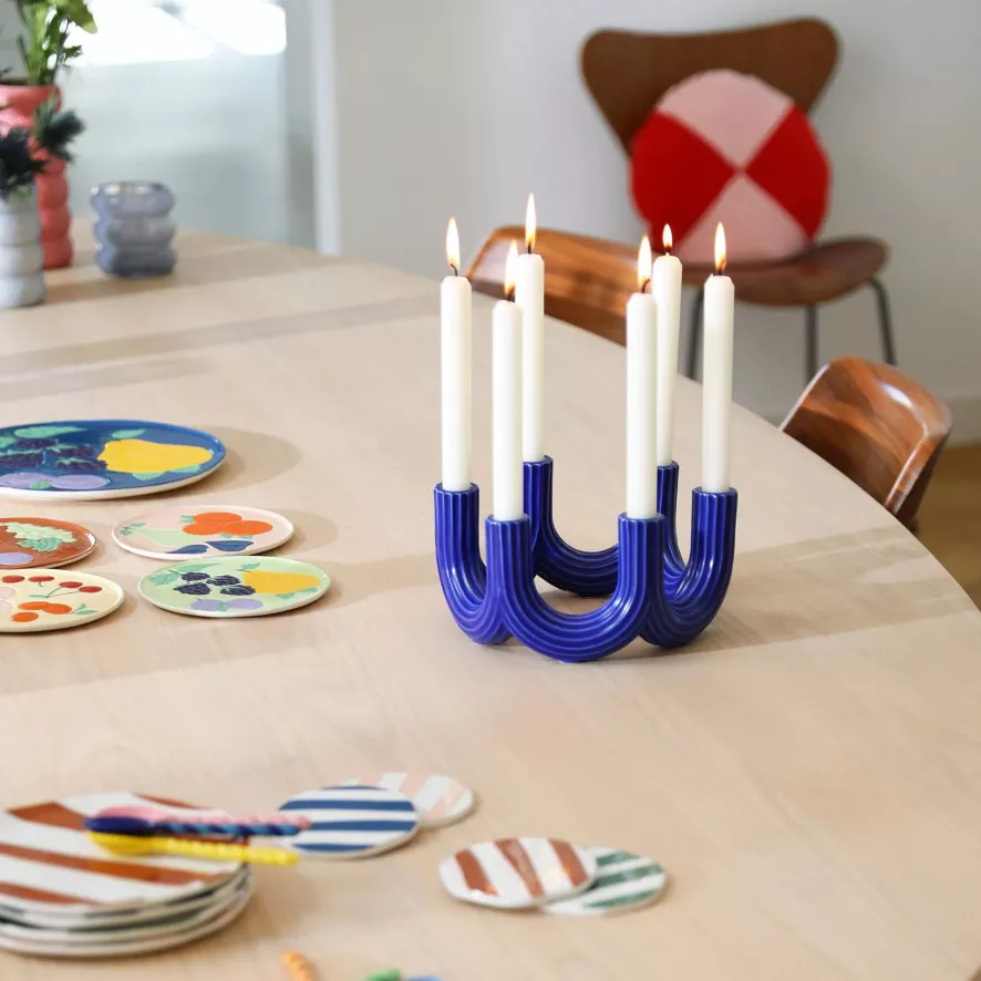 & Klevering &klevering Churros Kandelaar Large Blauw 6 & Klevering &klevering Churros Kandelaar Large Blauw - Afbeelding 6