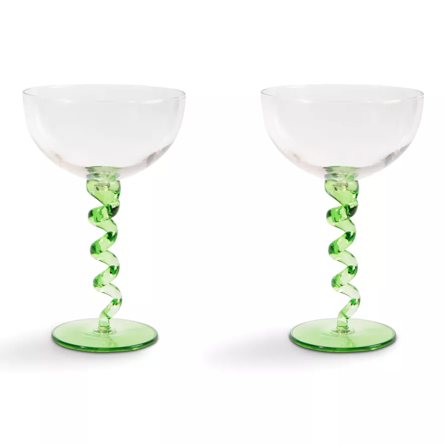 & Klevering &klevering Spiral Coupe Champagneglazen Set Van 2 Groen 1 & Klevering &klevering Spiral Coupe Champagneglazen Set Van 2 Groen