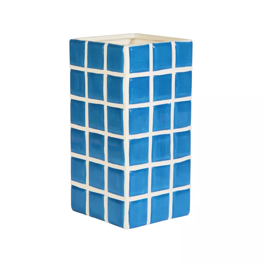 & Klevering &klevering Tile Vaas Blauw 2 & Klevering &klevering Tile Vaas Blauw - Afbeelding 2