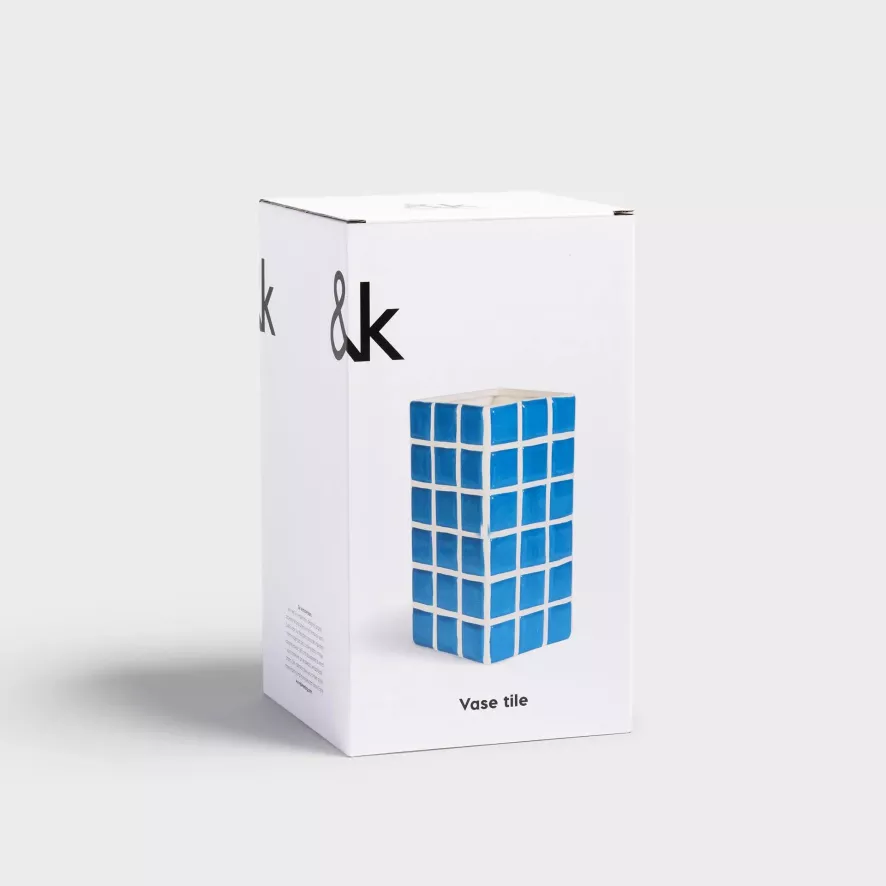 & Klevering &klevering Tile Vaas Blauw 4 & Klevering &klevering Tile Vaas Blauw - Afbeelding 4
