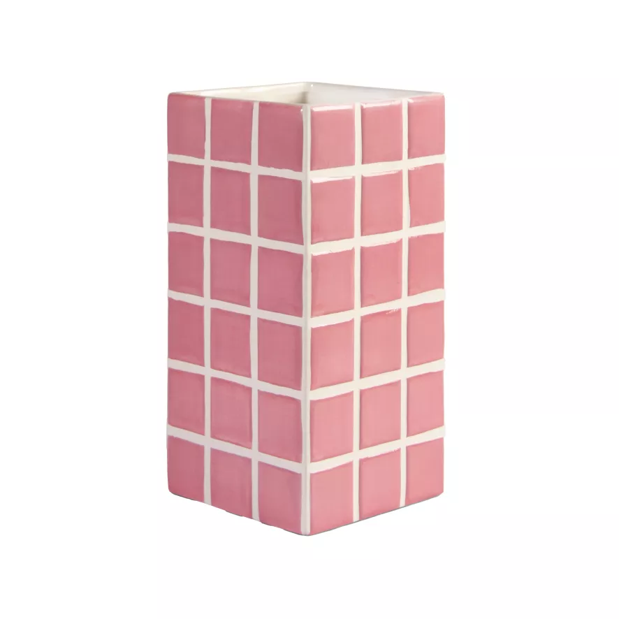 & Klevering &klevering Tile Vaas Roze 2 & Klevering &klevering Tile Vaas Roze - Afbeelding 2